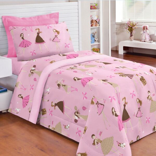 Kit Edredom Infantil Sofie Marrie E Fifi + Jogo De Lençol 5 P