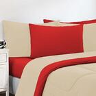 Kit Edredom Jogo De Lençol 4 Peças Solteiro Palha /vermelho