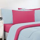 Kit Edredom Jogo De Lençol 6 Peças Casal Azul Bebê/pink