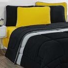 Kit Edredom Jogo De Lençol 6 Peças King Preto/mescla/amarelo