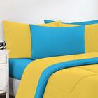 Kit Edredom Jogo De Lençol 6pçs Casal Amarelo/azul Turquesa