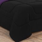 Kit Edredom Jogo De Lençol Malha 4 Peças Solteiro Preto/roxo
