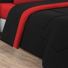 Kit Edredom Jogo De Lençol Malha 7 Peças King Preto/vermelho