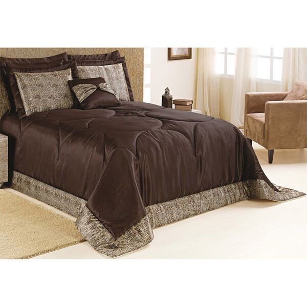 Kit Edredom King Savana Microfibra 180 Fios 4 Peças Tabaco -