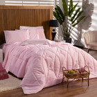 Kit Edredom Liso Florença Guipir Dupla Face Queen 03 Peças -