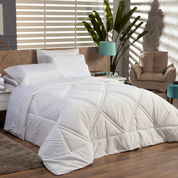 Kit Edredom Liso Florença Guipir Dupla Face Solteiro 02 Peças