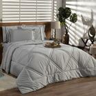 Kit Edredom Liso Milano Dupla Face King 03 Peças Cor Cinza