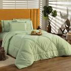 Kit Edredom Liso Milano Dupla Face Queen 03 Peças Cor Verde