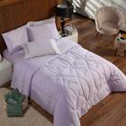 Kit Edredom Liso Queen 03pçs Percal 200 Fios Lilás