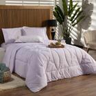 Kit Edredom Liso Queen 03pçs Percal 200 Fios Lilás