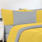 Kit Edredom Malha 100% Algodão 3 Peças King - Amarelo/cinza