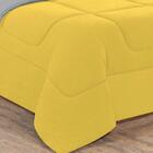 Kit Edredom Malha 100% Algodão 3 Peças King - Amarelo/cinza