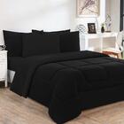 Kit Edredom Malha 100% Algodão 3 Peças Queen - Preto/preto