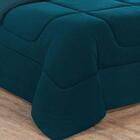 Kit Edredom Malha 2pçssolteiro Azul Petróleo/azul Petróleo