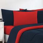 Kit Edredom Malha 3 Peças Casal Azul Marinho/vermelho