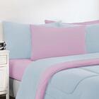 Kit Edredom Malha 3 Peças King - Azul Bebê/rosa Bebê