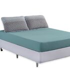 Kit Edredom New York Turquesa Malha Queen Dupla Face 04 Peças