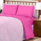 Kit Edredom Pink / Rosa Casal Padrão Dupla Face Ternura 6 Peç