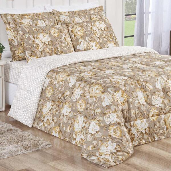 Kit Edredom Queen Babel Microfibra 3 Peças - Cáqui