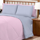 Kit Edredom Queen Dupla Face Ternura Cinza / Rosa 6 Peças