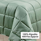 Kit Edredom Queen Dupla Face Verde 400 Fios Egípcio 100% Algo