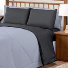 Kit Edredom Queen Preto / Cinzadupla Face 6 Peças