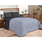 Kit Edredom Queen Preto / Cinzadupla Face 6 Peças