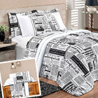 Kit Edredom Queen Size Jornal Estampado Dupla Face + Jogo De