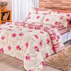 Kit Edredom Requinte Rosa Casal Percal 180 Fios Dupla Face 03