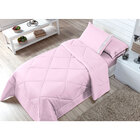 Kit Edredom Rosa Solteiro Dupla Face Aconchego 4 Peças Com Le