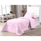 Kit Edredom Rosa Solteiro Dupla Face Aconchego 4 Peças Com Le