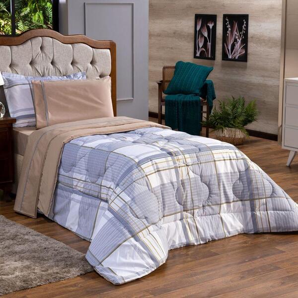 Kit Edredom Solteiro 02 Peças Dupla Face Percal 200 Fios