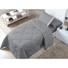 Kit Edredom Solteiro Cinza Dupla Face Aconchego 4 Peças Com L