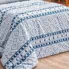 Kit Edredom Solteiro Dupla Face Azul + Jogo De Cama - 4 Peças