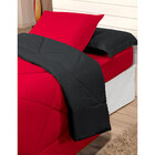 Kit Edredom Solteiro Dupla Face Vermelho / Preto 4 Peças