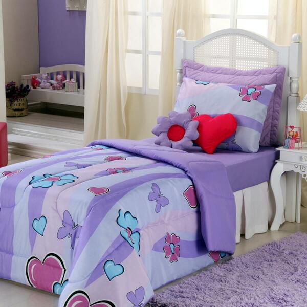 Kit Edredom Solteiro Estampado Talismã 5 Peças Com Almofadas