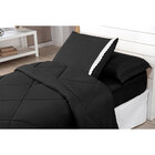 Kit Edredom Solteiro Preto Dupla Face Aconchego 4 Peças Com L