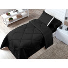 Kit Edredom Solteiro Preto Dupla Face Aconchego 4 Peças Com L