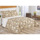 Kit Edredom Super King Bouti 03 Peças Floral Caqui