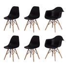Kit Eiffel 4 Cadeiras Eames + 2 Cadeiras Eames C/ Braço Preta