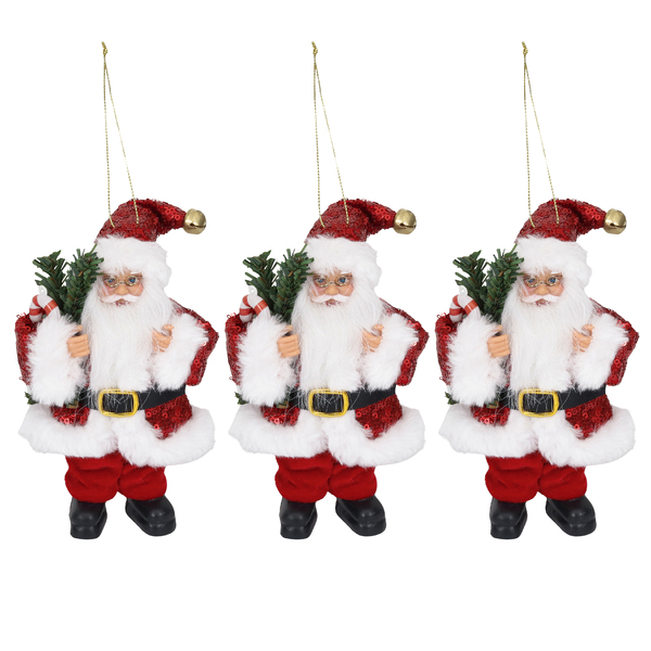 Kit Enfeite Adorno Noel Metal Vermelho 15x10x4cm Cromus 3 Peças