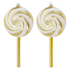 Kit Enfeite Adorno Pirulito Plástico Ouro Velho 19x9x3cm Cromus 2 Peças