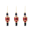 Kit Enfeite para Árvore de Natal Boneco de Chumbo Vermelho 3 Peças 15x5x2cm Cromus