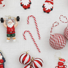 Kit Enfeite para Árvore de Natal Candy Cane Vermelho e Branco 4 Peças 13x4x1cm Cromus