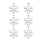 Kit Enfeite para Árvore de Natal Floco de Neve Branco 6 Peças 15x15x10cm Cromus