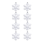 Kit Enfeite para Árvore de Natal Flocos de Neve Branco 8 Peças 10x5cm Cromus