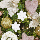 Kit Enfeite para Árvore de Natal Flocos de Neve Branco 8 Peças 10x5cm Cromus