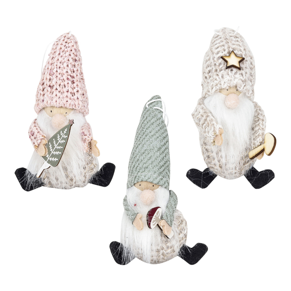 Kit Enfeite para Árvore de Natal Gnomos Sortidos Colorido 6 Peças 13x6cm Cromus