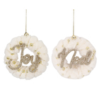 Kit Enfeite para Árvore de Natal Joy e Merry Rosé e Dourado 2 Peças 3x3x12cm Cromus