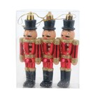 Kit Enfeite de Natal Boneco de Chumbo Vermelho 3 Peças 15x5x2cm Cromus